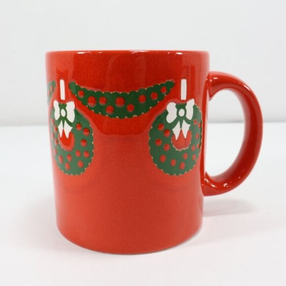 Waechtersbach Christmas Coffee Mug Tea Cup Wreath Red Germany - Picture 2 of 6